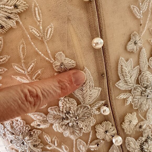 Isabelle Armstrong Joey Trumpet Wedding Gown size 4?  Beading Lace Deep V - Picture 15 of 16